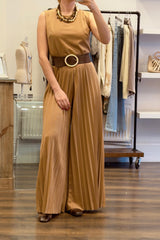 Pleated Wide-Leg Jumpsuit
