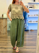 Linen Barrel Zip Trousers