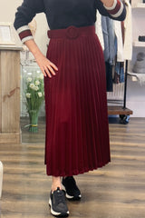 Belted Pleated Skirt
