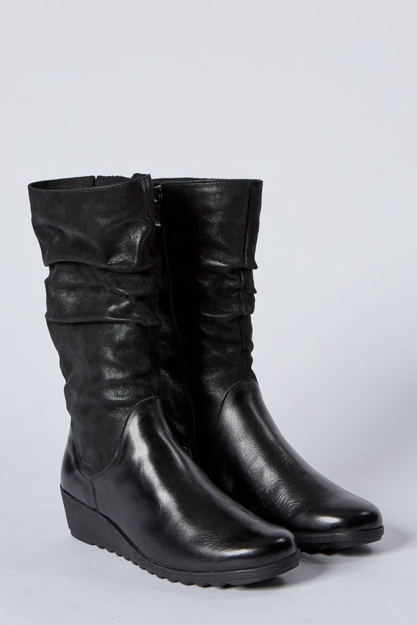 Caprice Wedge Leather Boot
