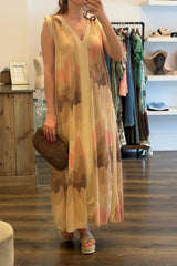 Lurex Maxi V Neck Dress