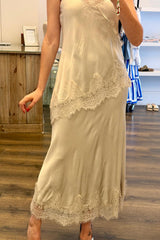 Lace Trim Satin Skirt