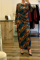 Drape Print Maxi Dress