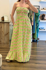 Floral Shirred Bandeau Dress