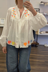 Embroidered Heart Cotton Shirt