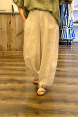 Linen Barrel Zip Trousers