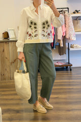 Boxy Appliqué Cotton Shirt