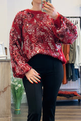 All-over sequin embellished knit sweater