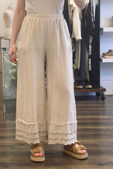 Linen Anglaise Frill Trousers
