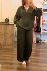 Satin V Neck Top