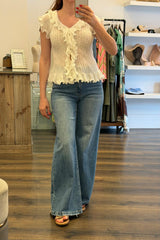 Ruffled Pleated Knit Top