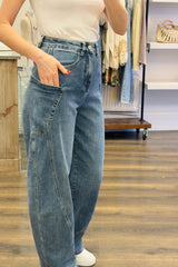 Hello Miss Barrel Leg Denim Jeans