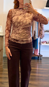 Tye Dye Mesh Ruched Top