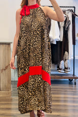 Leopard Tye Neck Dress