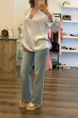 Satin V Neck Top