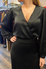 Crystal Long Sleeve Wrap Bodysuit