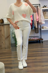Short Sleeve Heart Knit