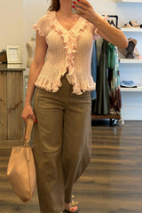 Ruffled Pleated Knit Top