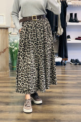 Leopard Corduroy Skirt