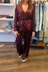 Satin Wrap Trousers Set