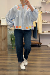 Embroidered Heart Cotton Shirt