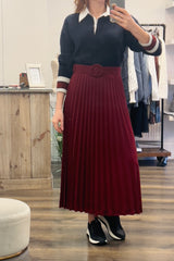Belted Pleated Skirt