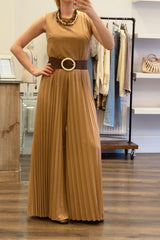 Pleated Wide-Leg Jumpsuit