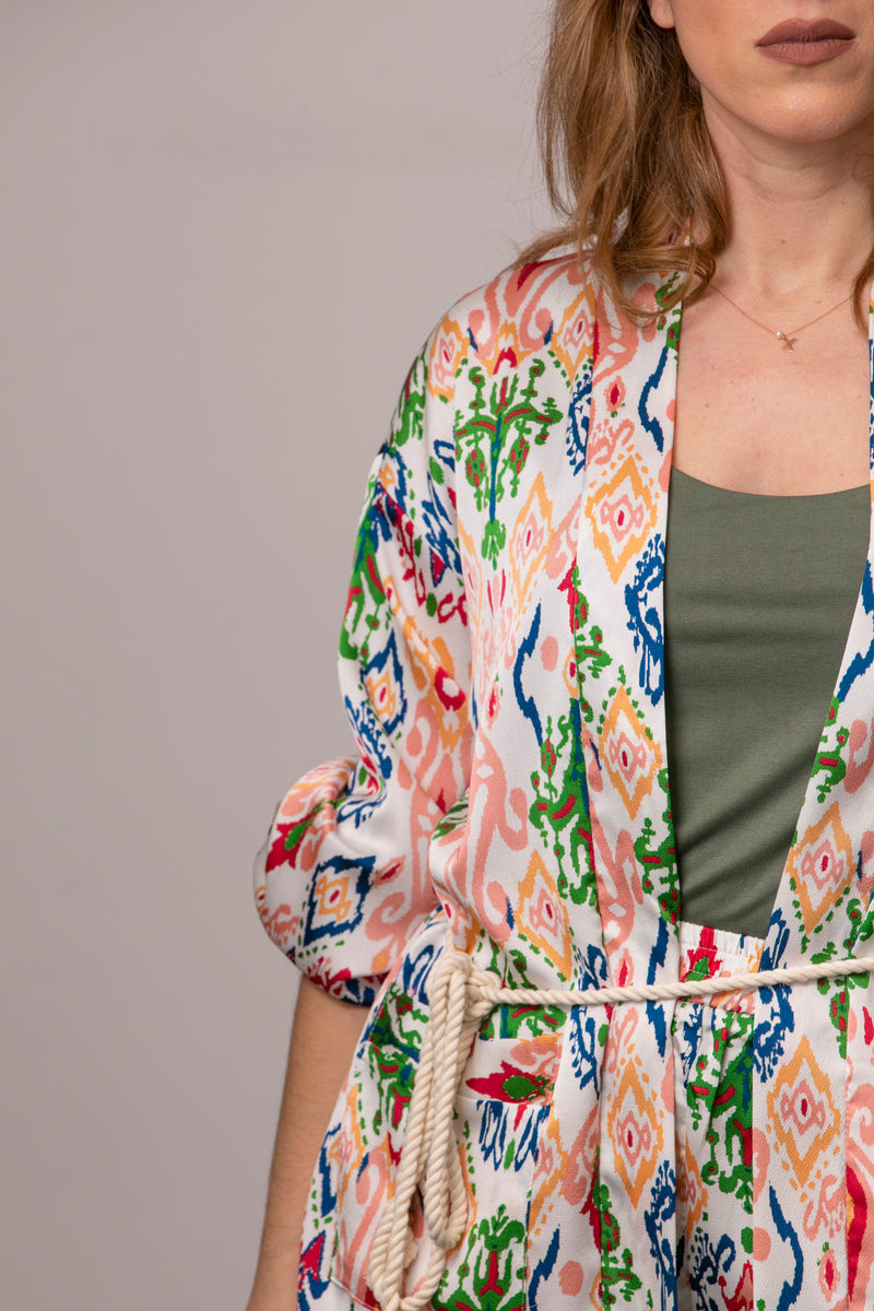 Colourful Print Kimono Jacket