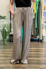 Satin Pocket Wide Leg Trousers