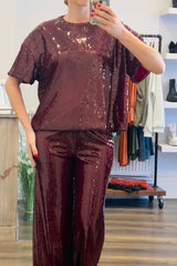 Short Sleeve Sequin Blouse