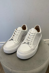 Caprice Platform  Laser Cut Leather Trainer