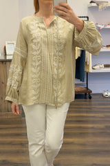 Grandad Collar Tunic Blouse