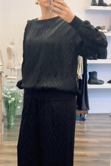 Satin Print Round Neck Top