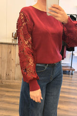 Lace Sleeve Knit