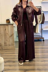 Faux Leather Retro Style Bomber Jacket