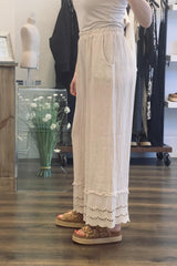 Linen Anglaise Frill Trousers