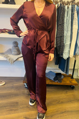 Satin Wrap Trousers Set