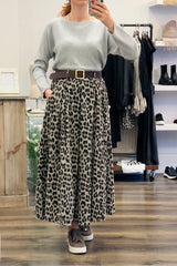 Leopard Corduroy Skirt