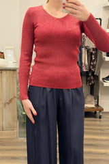 Skinny Lurex Rib Knit