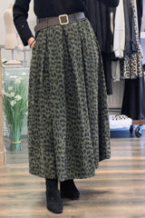 Leopard Corduroy Skirt
