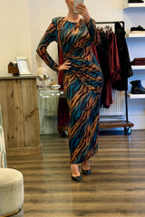 Drape Print Maxi Dress