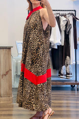 Leopard Tye Neck Dress