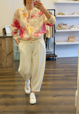 Floral Sheer Bomber Jacket