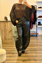 Faux Leather Barrel Trousers