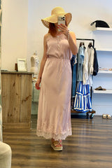 Lace Trim Satin Skirt