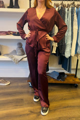 Satin Wrap Trousers Set