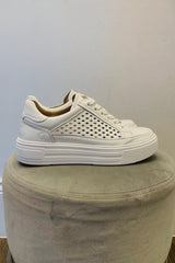 Caprice Platform  Laser Cut Leather Trainer
