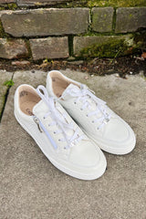 Caprice Perforated Leather Zip Trainer