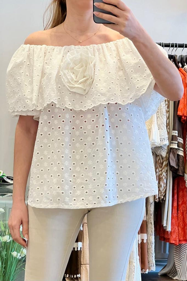 Off Shoulder Broderie  Anglaise Top
