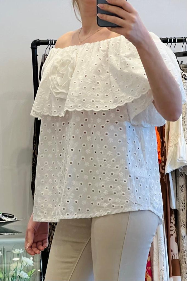 Off Shoulder Broderie  Anglaise Top